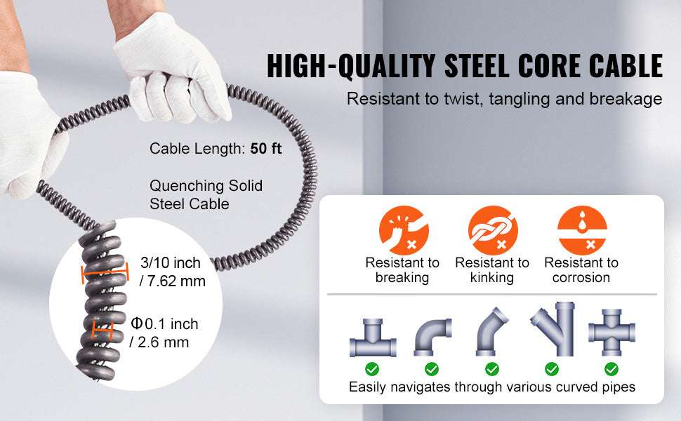 50FT Electric Drain Cleaner Machine Auto Feed Sewer Snake Auger-United States