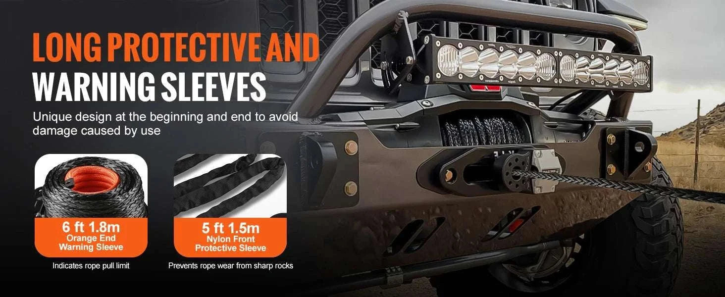 50ft Synthetic Winch Rope with Steel Hook for ATV, UTV & Off-Road Recovery-10000lbs / france