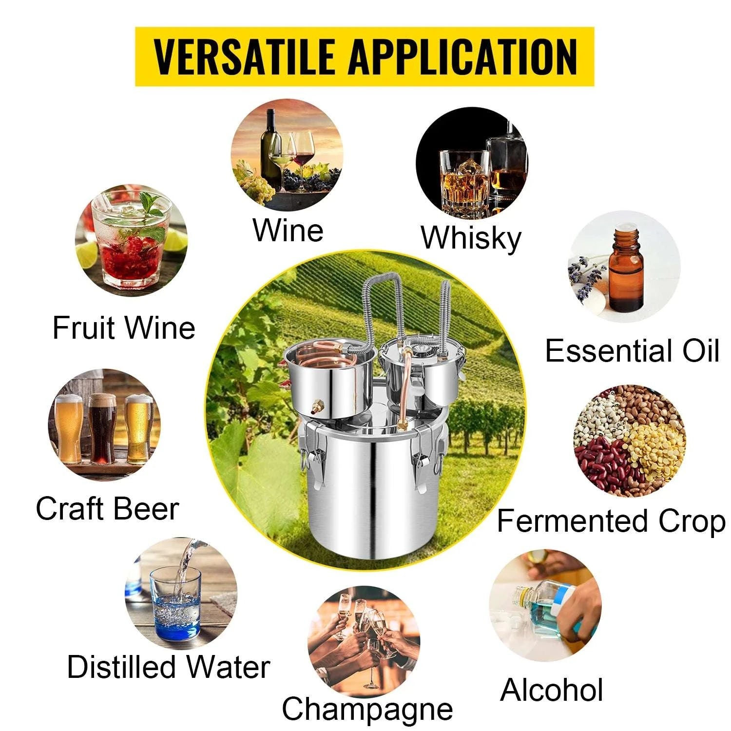 50L Alcohol Distiller Kit Stainless Steel with Copper Coil System-50L 13.2Gal / UNITED KINGDOM