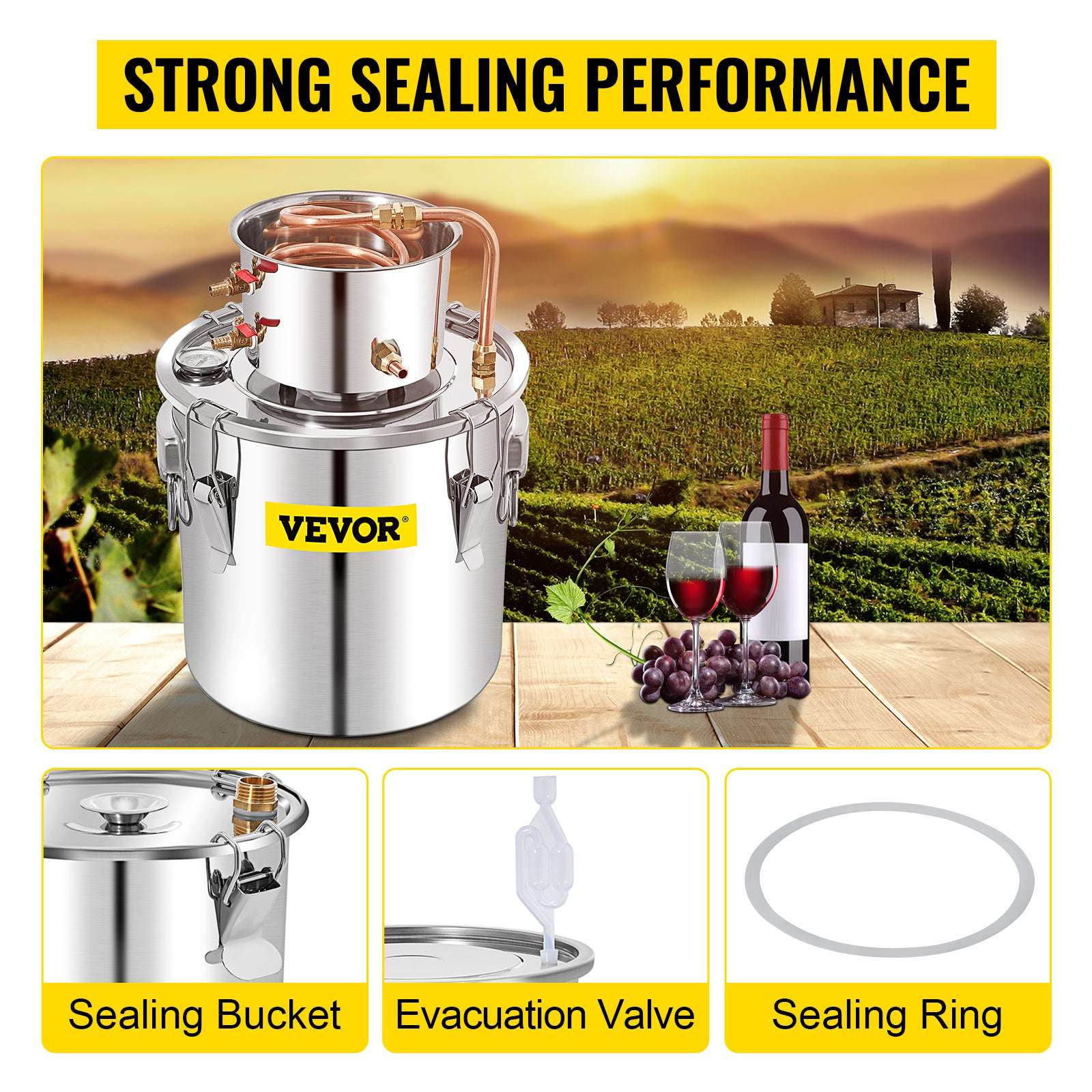 50L Alcohol Distiller Kit with Water Pump & Copper Coil-france