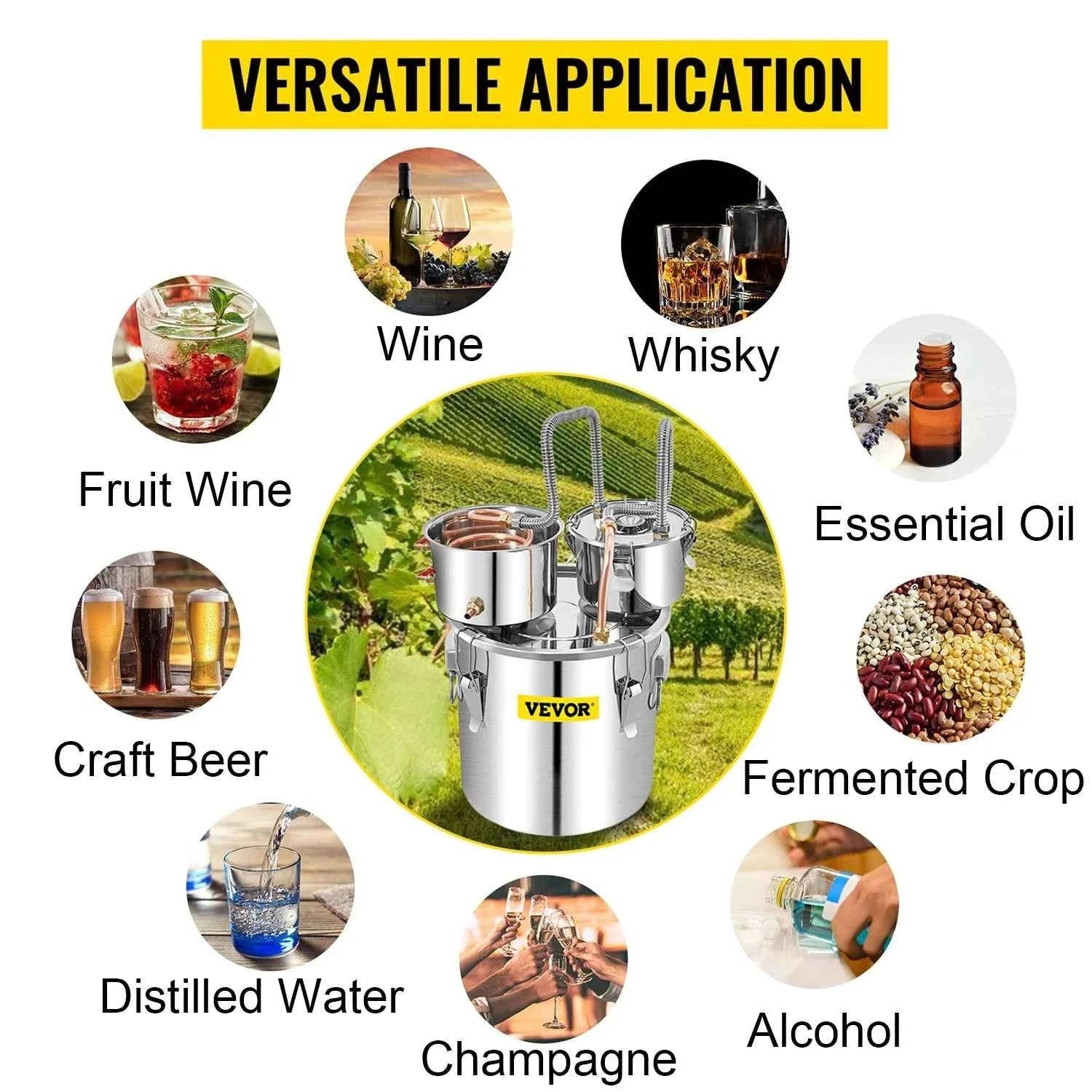 50L Alcohol Water Distiller Stainless Steel Brewing Machine-50L 13.2Gal / CZECH REPUBLIC