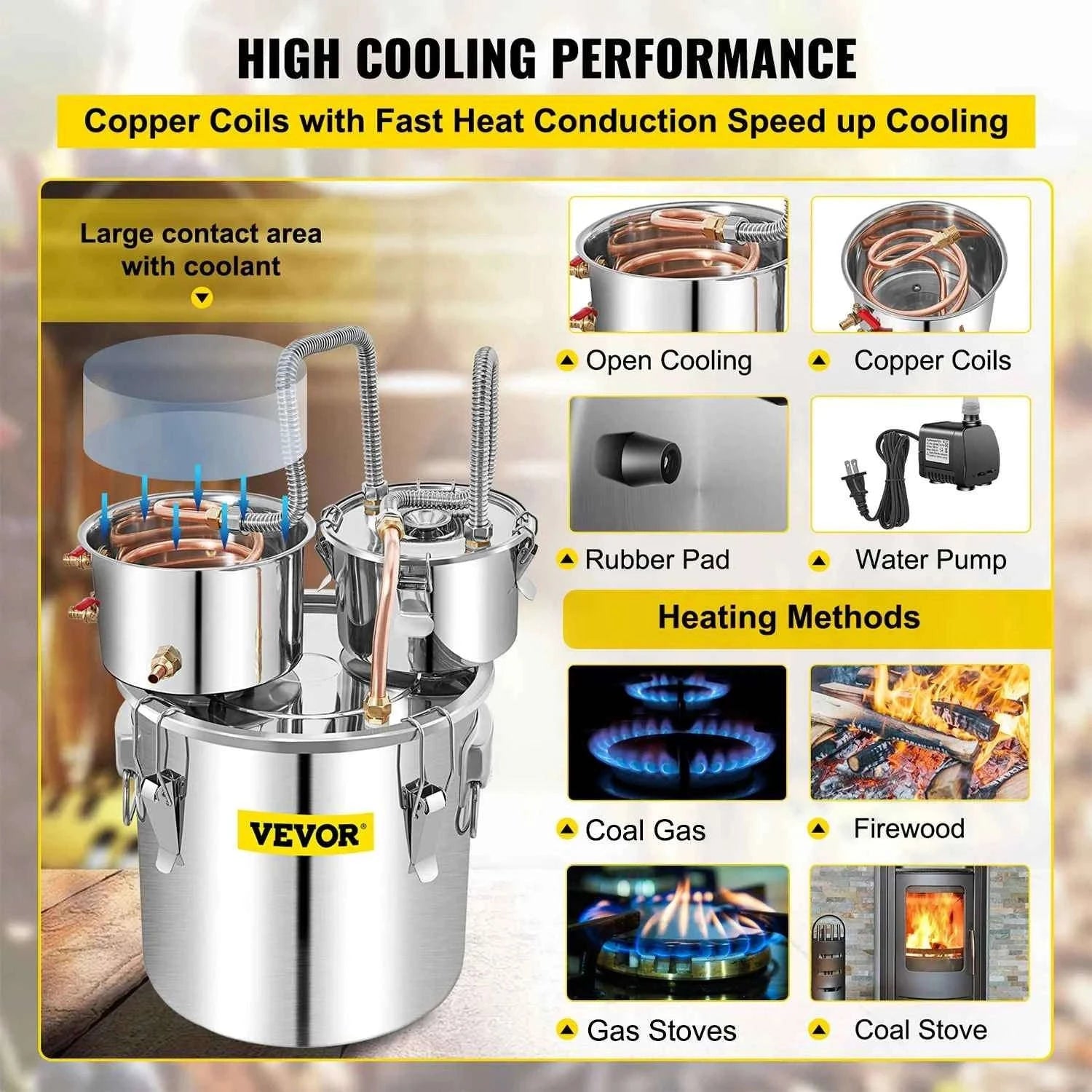 50L Alcohol Water Distiller Stainless Steel Brewing Machine-50L 13.2Gal / CZECH REPUBLIC