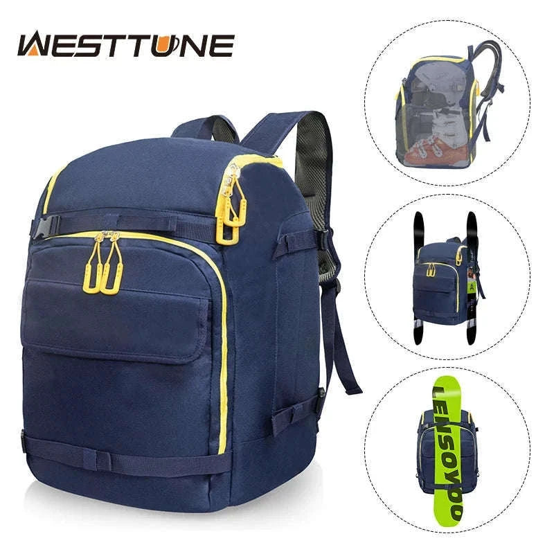 50L Ski Boot Bag Backpack for Ski Gear and Travel-BLUE