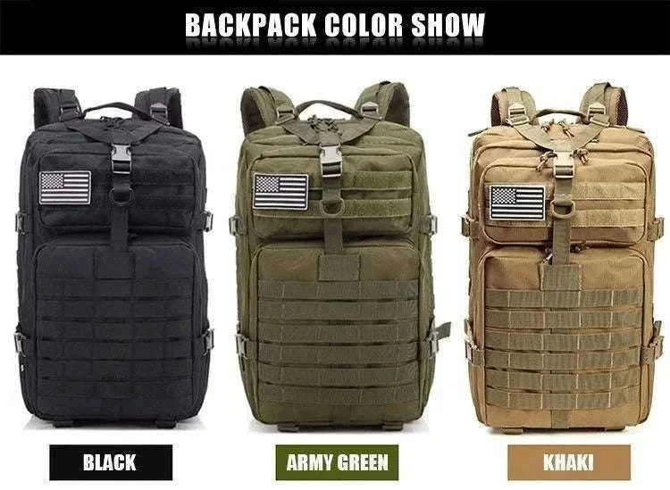 50L Tactical Backpack for Outdoor Travel and Trekking-Black / United States