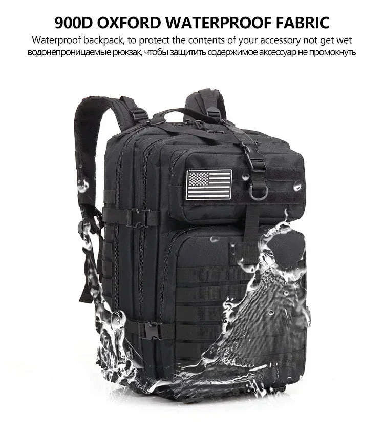 50L Tactical Backpack for Outdoor Travel and Trekking-Black / United States