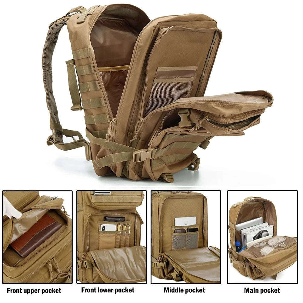 50L Tactical Backpack for Outdoor Travel and Trekking-Black / United States