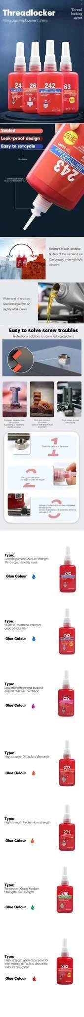 50ml High Strength Thread Locking Agent for Metal Fasteners-222