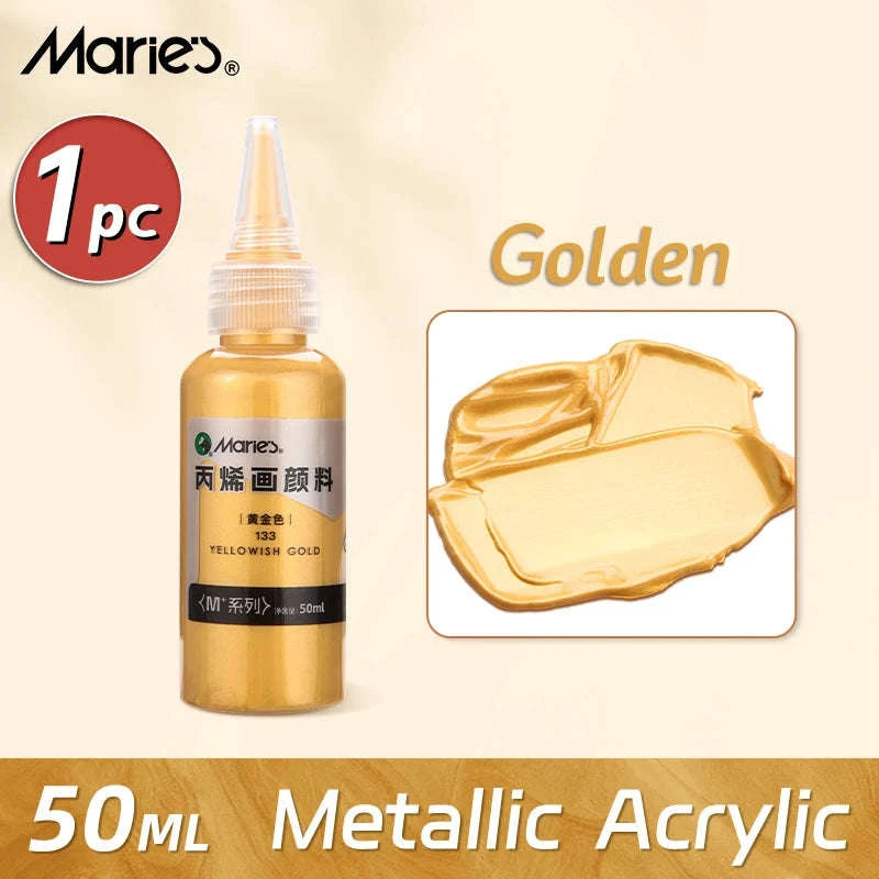 50ml Metallic Acrylic Paint in Pearlescent Gold & Silver-Pearlescent green