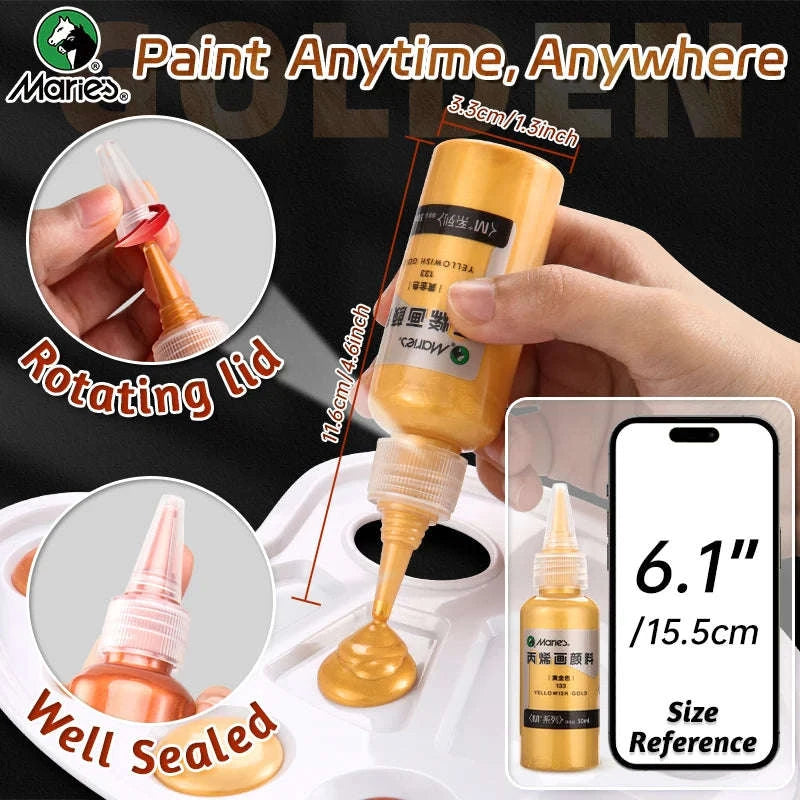 50ml Metallic Acrylic Paint in Pearlescent Gold & Silver-Pearlescent green