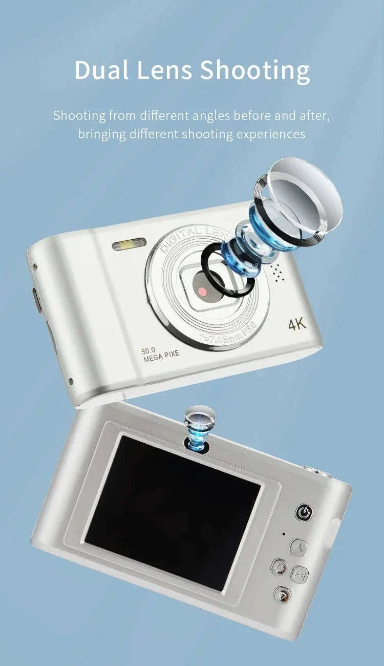 50MP 4K Digital Camera with Zoom and 2.4" Screen-Black-16G card