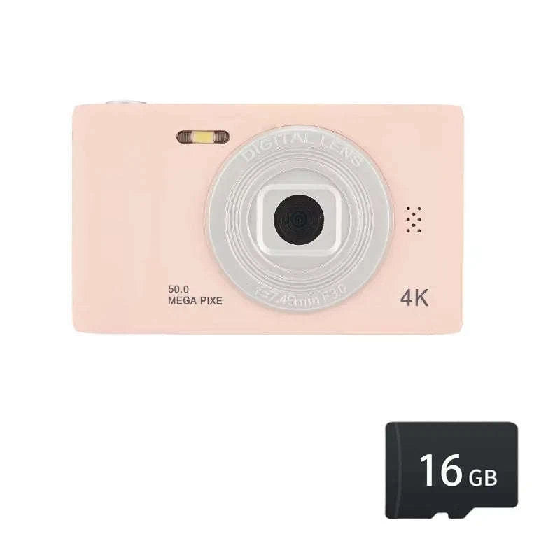 50MP 4K Digital Camera with Zoom and 2.4" Screen-Black-16G card
