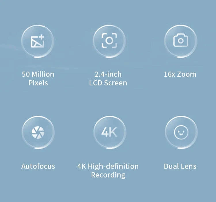 50MP 4K Digital Camera with Zoom and 2.4" Screen-Black-16G card
