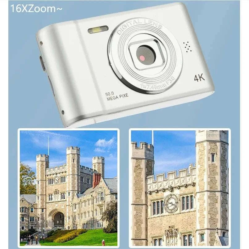 50MP 4K Digital Camera with Zoom and 2.4" Screen-