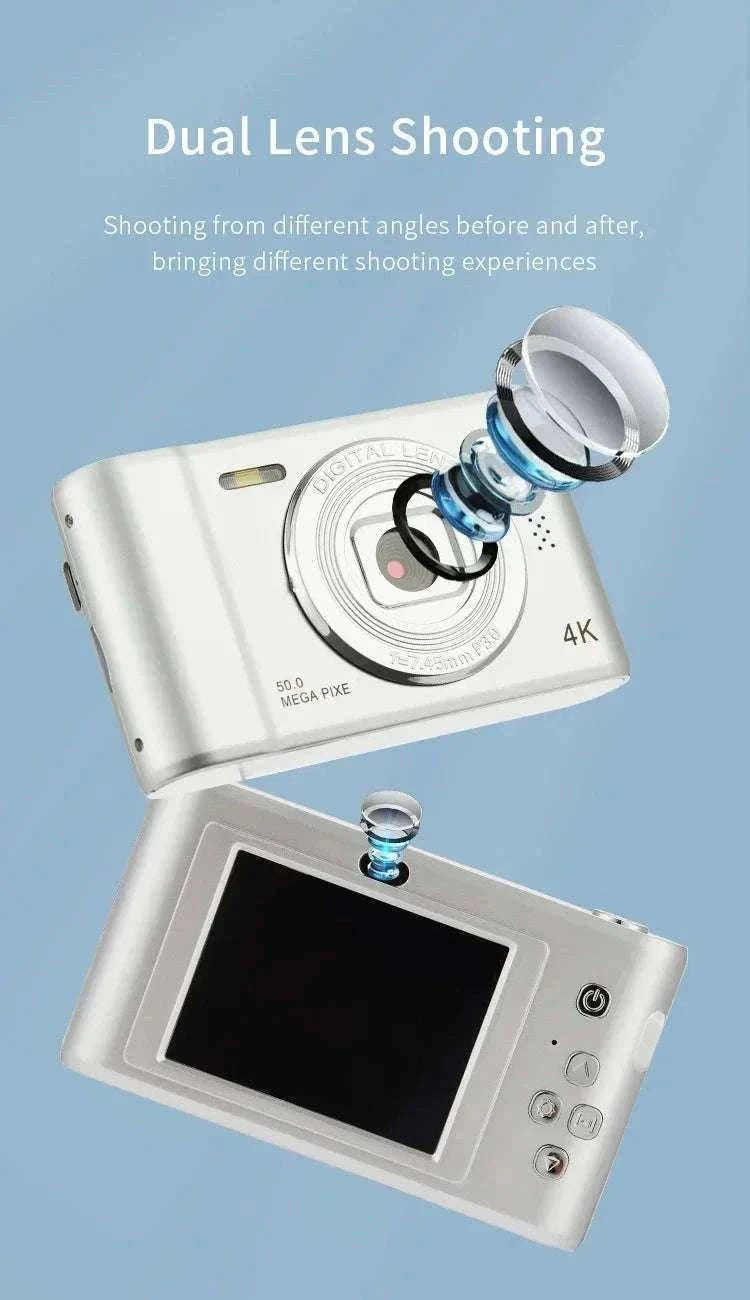 50MP 4K Digital Camera with Zoom and 2.4" Screen-