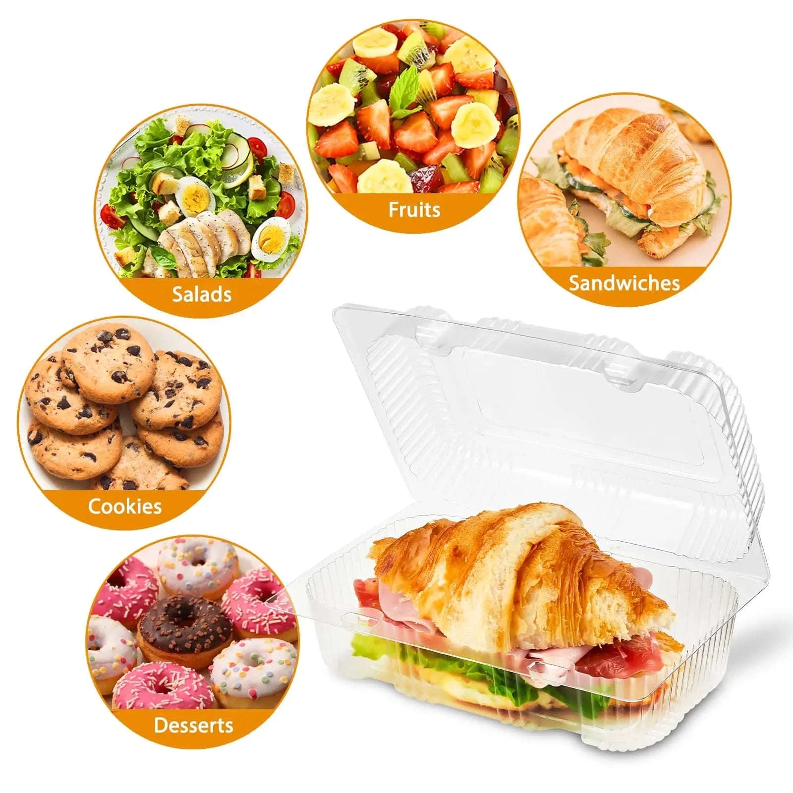 50pcs Clear Plastic Food Containers for Takeout, Desserts, Sushi-United States