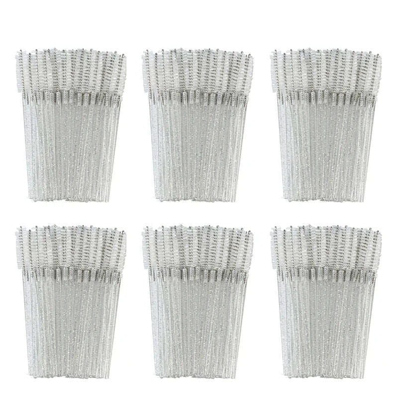 50Pcs Disposable Eyelash Brush Soft Head Crystal Extension Wand Makeup Tool-White Pink