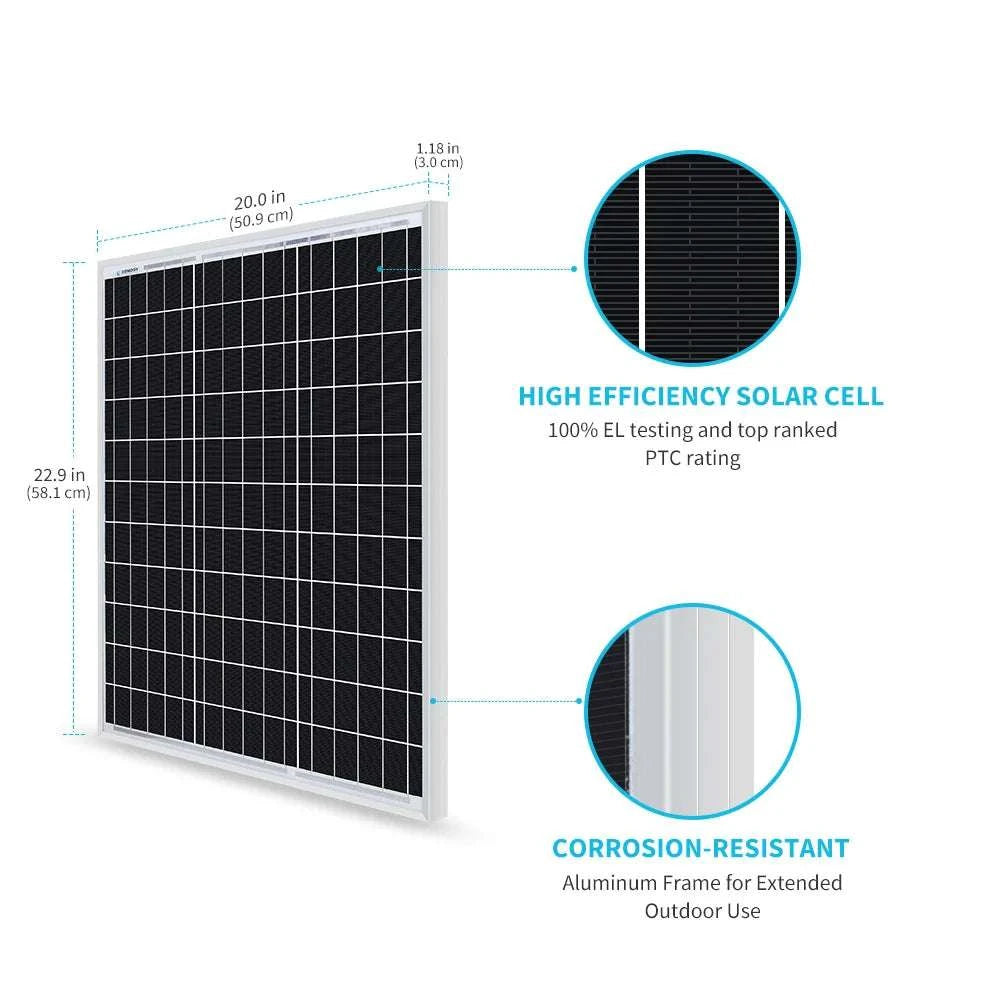50W 12V Monocrystalline Solar Panel for RV, Marine & Off-Grid-United States