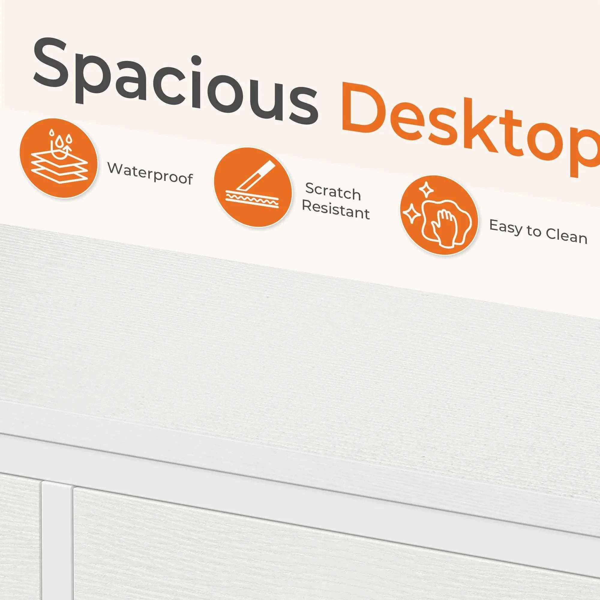 51" Computer Desk with 5 Drawers and Printer Stand Storage-WHITE / United States