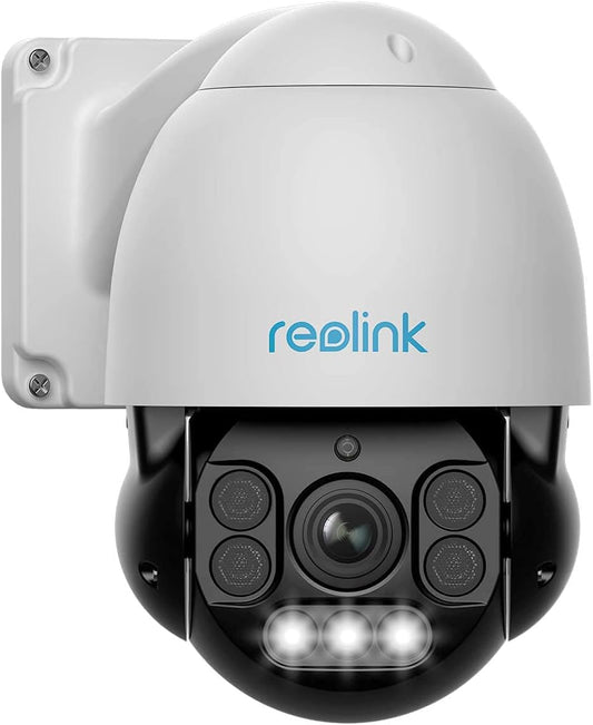 Zunanja nadzorna kamera Reolink 4K PTZ PoE z reflektorjem, zaznavanjem oseb/vozil, 360° Pan 90° Tilt, 5X optičnim zoomom, barvnim nočnim vidom, samodejnim sledenjem, 2-smernim zvokom, časovnim zamikom, RLC-823A