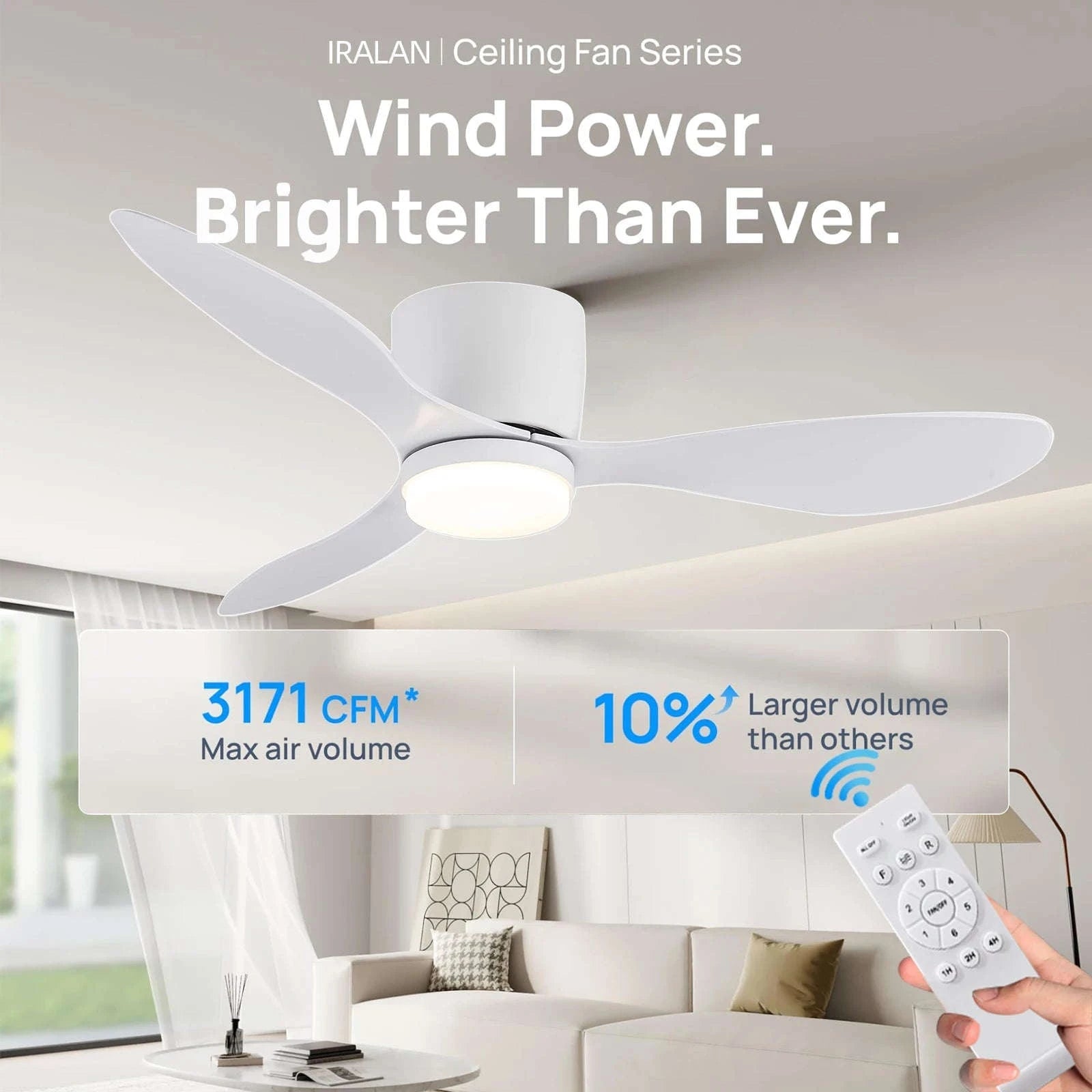 52 Inch Modern DC Ceiling Fan with Light and Remote Control-Wood grain color / spain / 42inch(105cm)