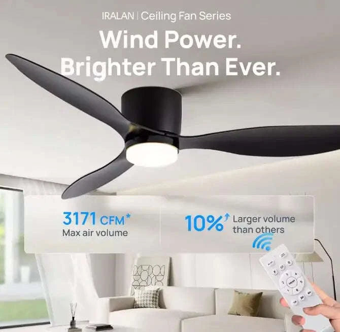 52 Inch Modern DC Ceiling Fan with Light and Remote Control-Wood grain color / spain / 42inch(105cm)