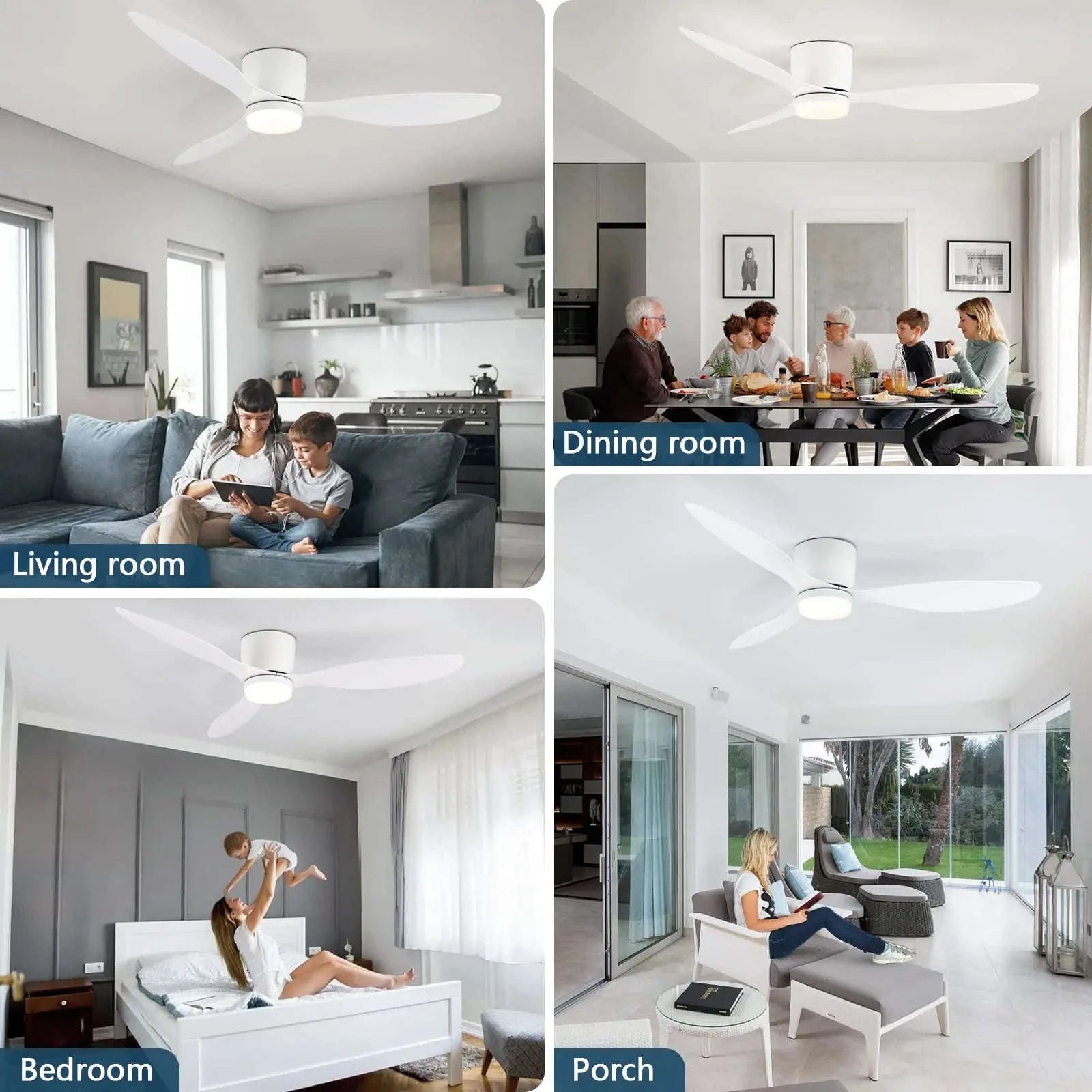 52 Inch Modern DC Ceiling Fan with Light and Remote Control-Wood grain color / spain / 42inch(105cm)