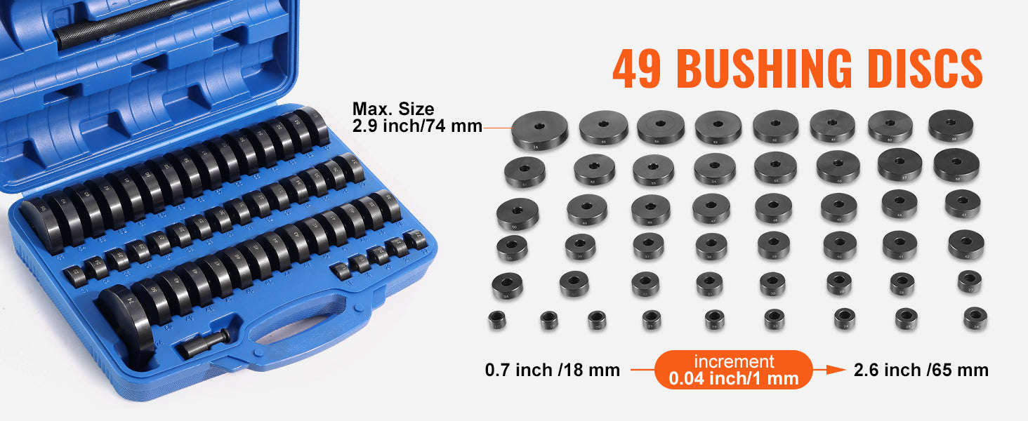 52-Piece Bushing Bearing and Seal Driver Set, 18-65 mm & 74 mm-52 / United States