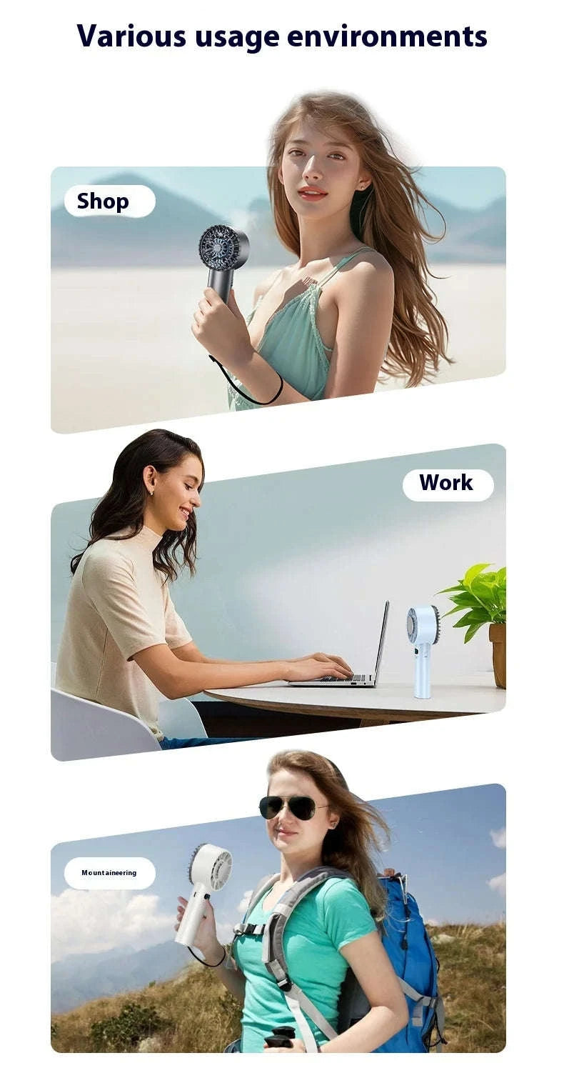 5200mAh Portable Mini Handheld Fan with LED Display and Cooling-Bule / United States