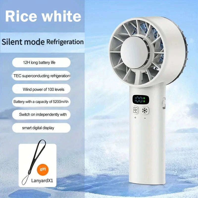 5200mAh Portable Mini Handheld Fan with LED Display and Cooling-Bule / United States