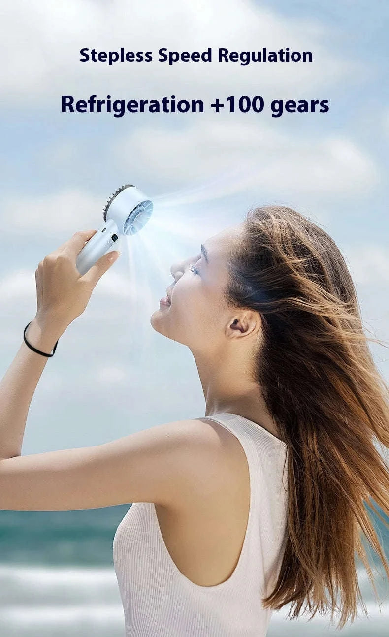 5200mAh Portable Mini Handheld Fan with LED Display and Cooling-Bule / United States