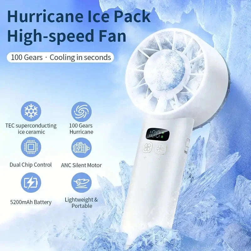 5200mAh Portable Mini Handheld Fan with LED Display and Cooling-Bule / United States