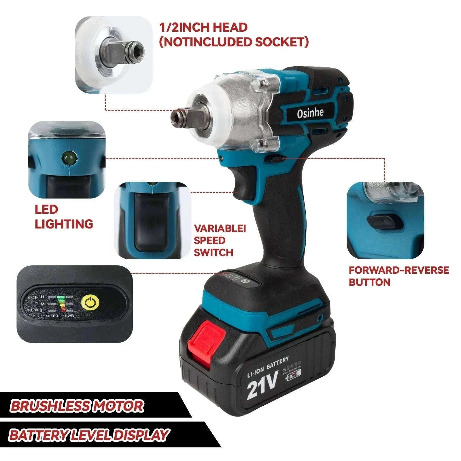 520N·m Cordless Brushless Impact Wrench for Fastening Jobs-2 Battery EU Set / Poland / EU