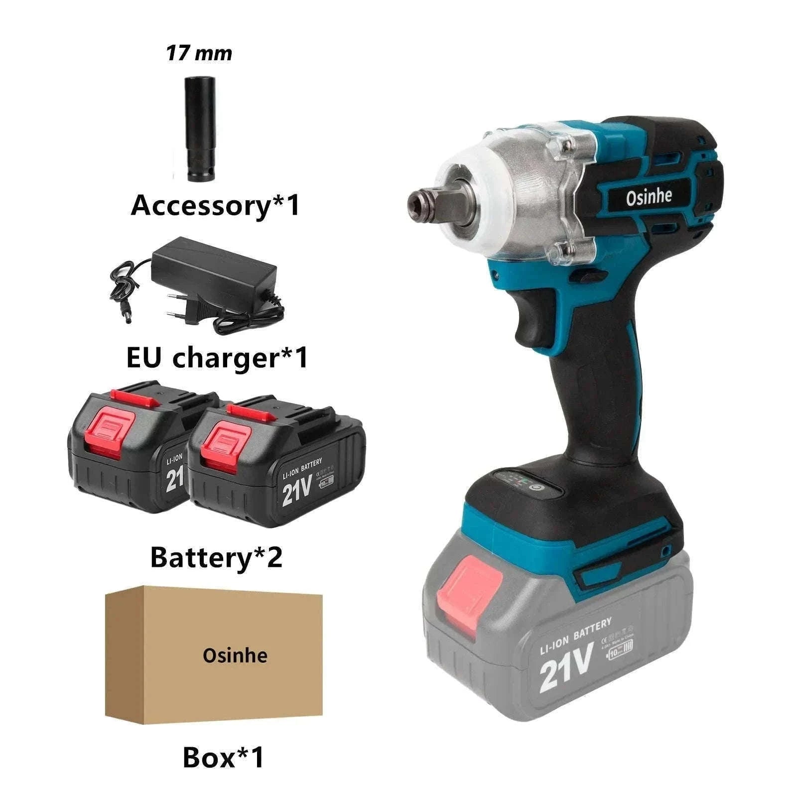 520N·m Cordless Brushless Impact Wrench for Fastening Jobs-2 Battery EU Set / Poland / EU
