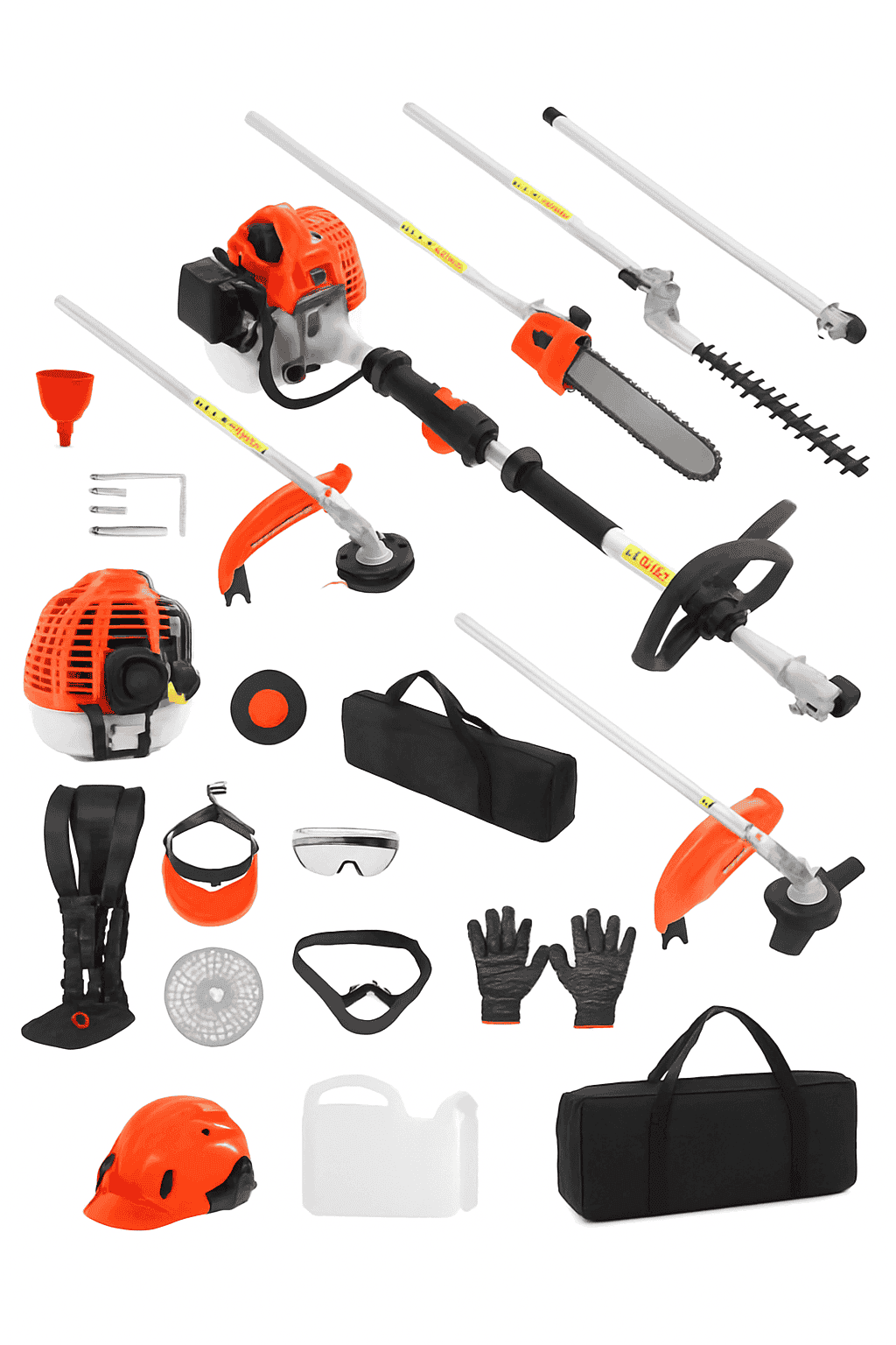 52CC 6-in-1 Gas Multi Tool Hedge Trimmer Brush Cutter Kit-High 52cc 37.5lbs / UNITED KINGDOM
