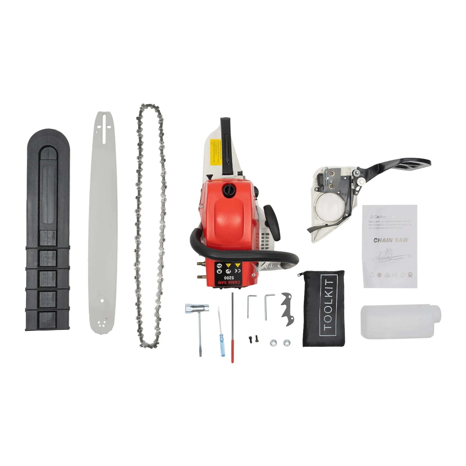 52cc Gas-Powered 20 inch Chainsaw – Non‑Slip, Shock‑Absorbing Design-Red / United States