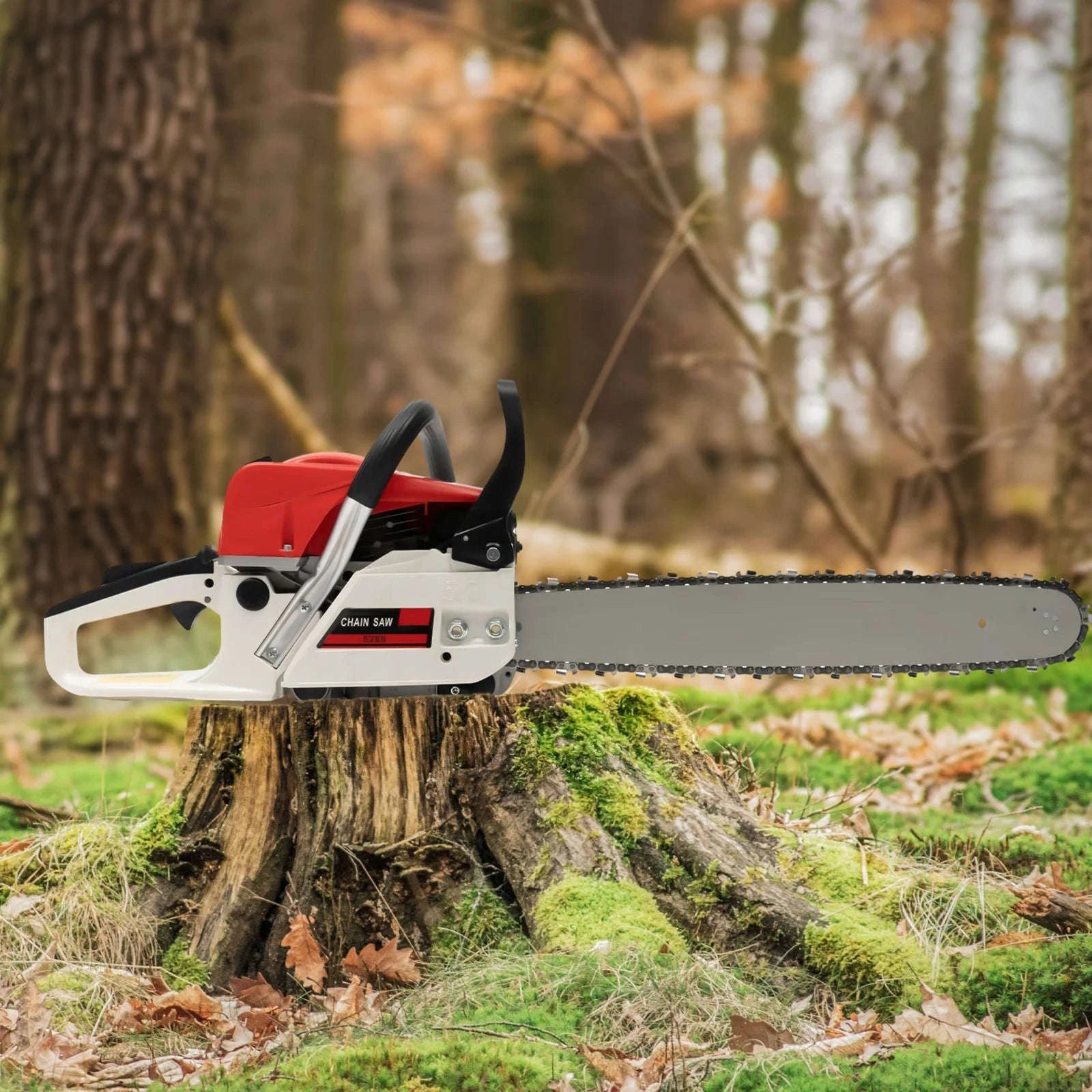 52cc Gas-Powered 20 inch Chainsaw – Non‑Slip, Shock‑Absorbing Design-Red / United States