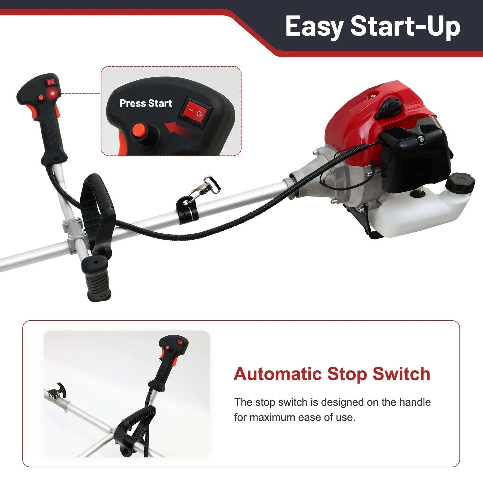 52cc Gas Weed Trimmer 4-in-1 with Adjustable Shaft and 4 Heads-United States