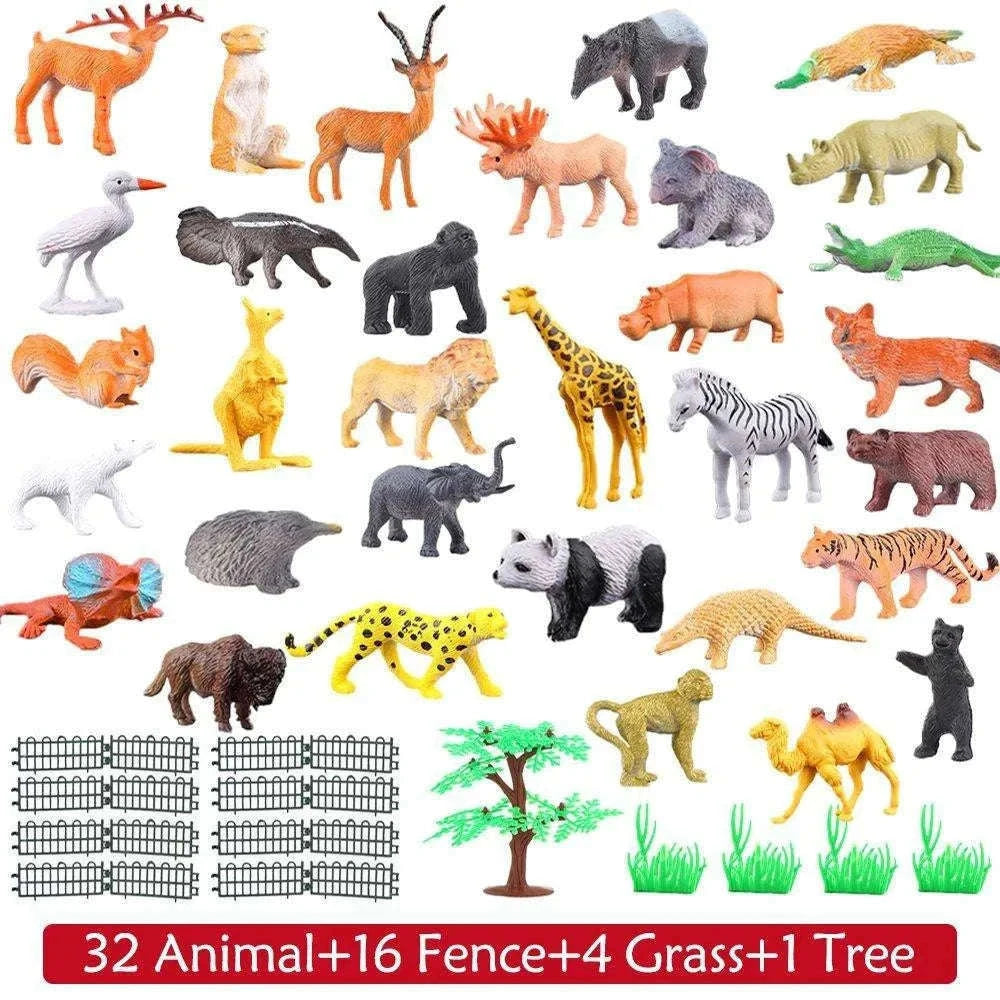 54-Piece Mini Jungle Animal Toys Set for Learning and Play-Default Title