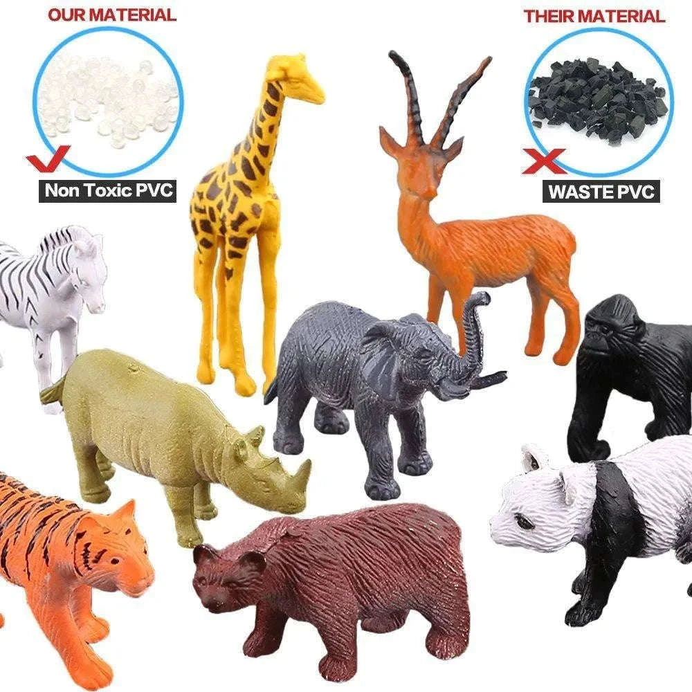 54-Piece Mini Jungle Animal Toys Set for Learning and Play-Default Title