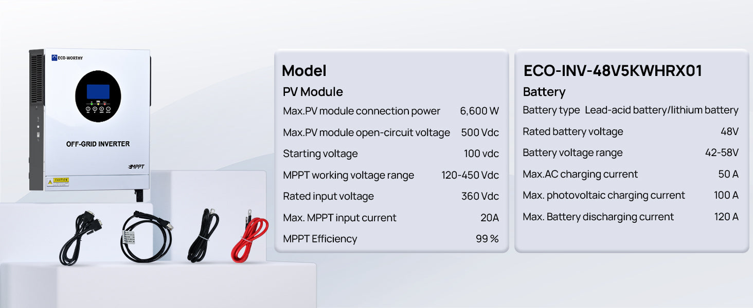 5000W solární hybridní měnič 48V rozdělená fáze off-grid napájecí systém