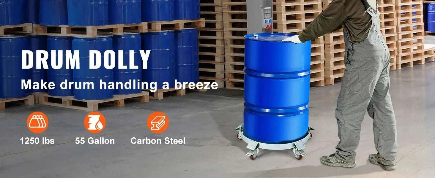 55 Gallon Drum Dolly 2000 lb Capacity with 5 Swivel Wheels-1250lbs / United States