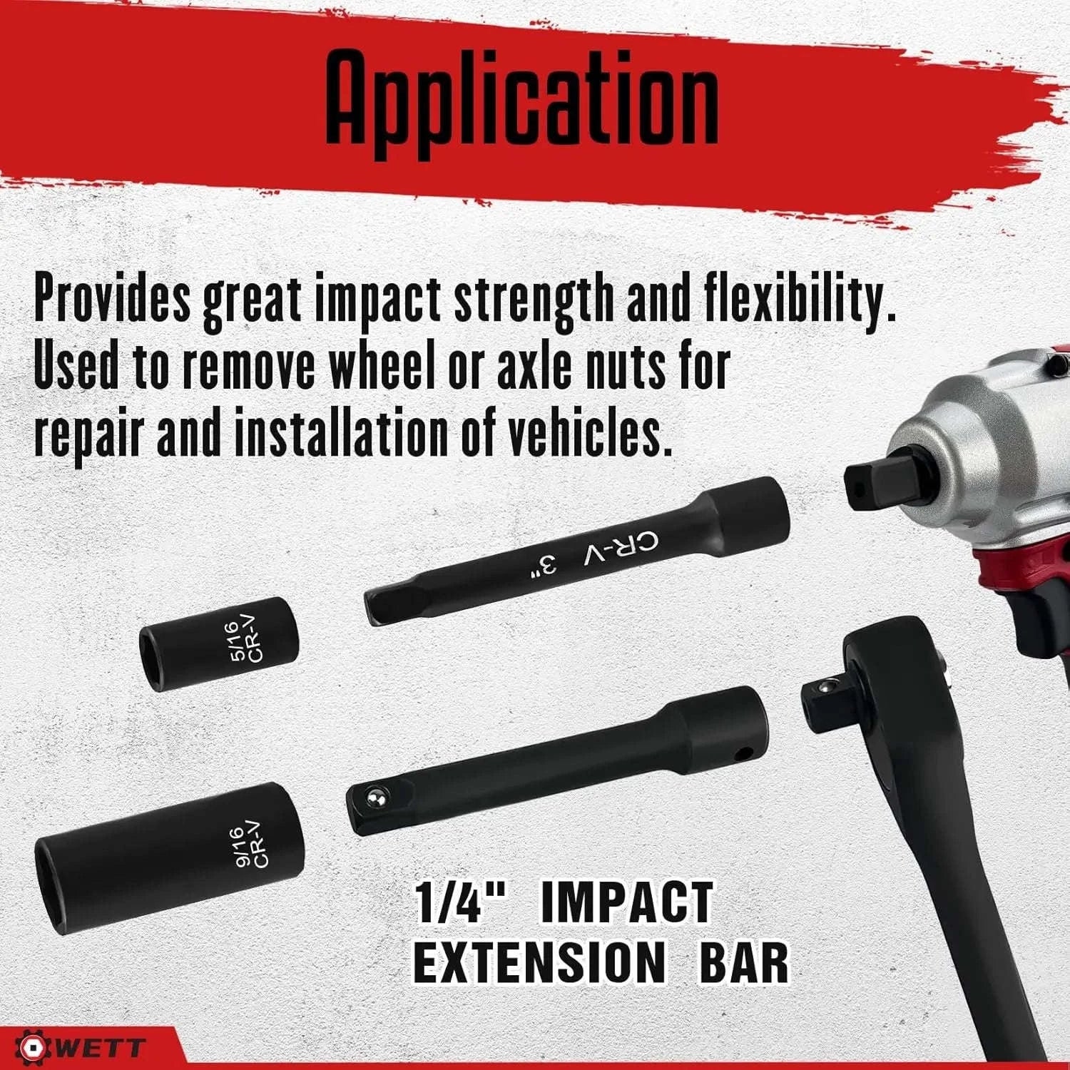 55-Piece 1/4" Drive Impact Socket Set with Ratchet Handle and Extensions-United States