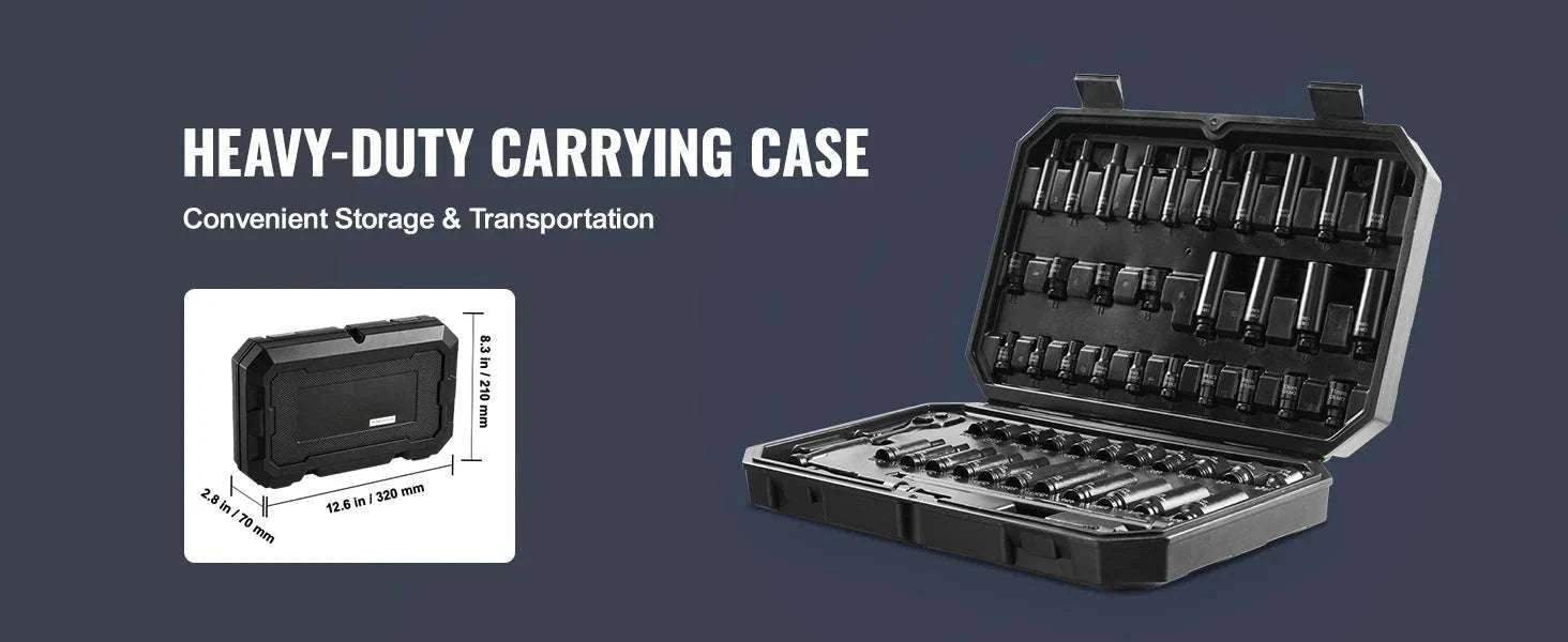 55-Piece Impact Socket Set 1/4in Deep & Shallow with Case-18pcs 0.375in / United States