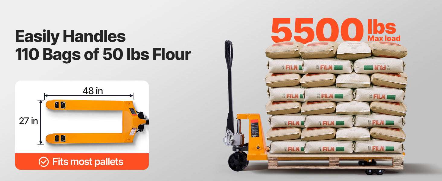 5500 lbs Manual Pallet Jack Heavy Duty 3.35–7.1 in Lift Range-5500 lbs / United States