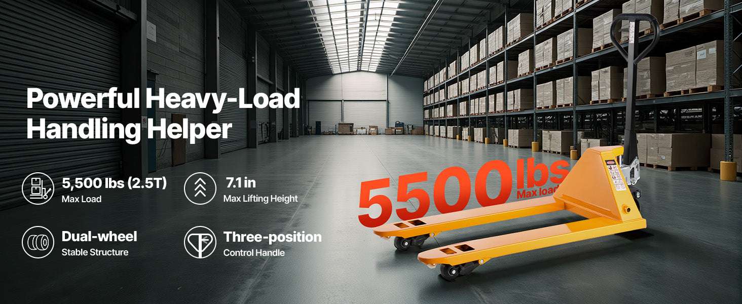 5500 lbs Manual Pallet Jack Heavy Duty 3.35–7.1 in Lift Range-5500 lbs / United States