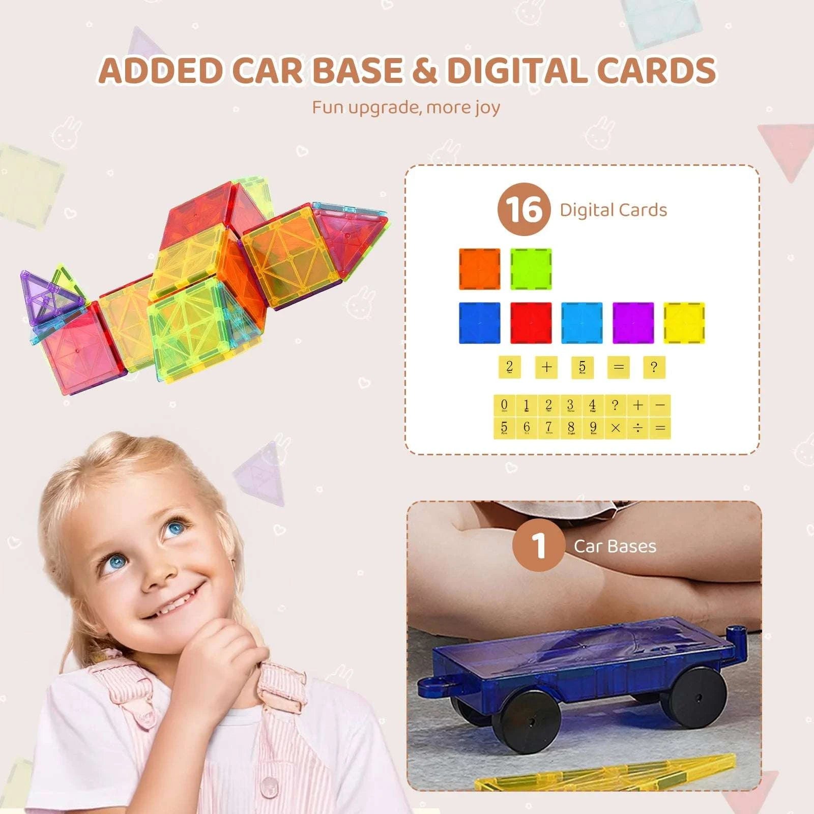 55pcs Magnetic Building Tiles Set for Creative Learning and Play-55pcs / Poland