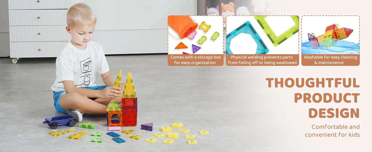55pcs Magnetic Building Tiles Set for Creative Learning and Play-55pcs / Poland