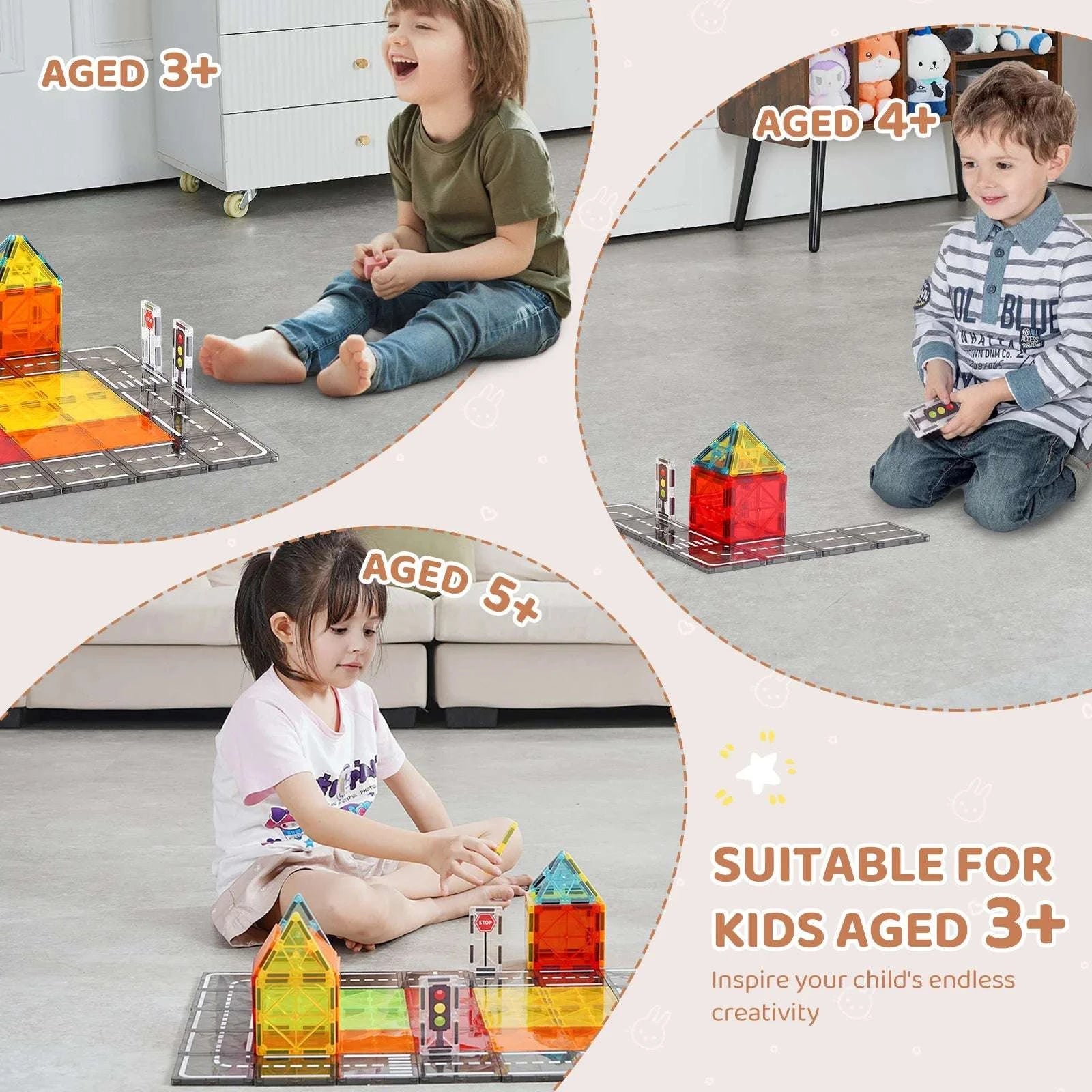 56-Piece Magnetic Tiles Building Set for Creative Kids Ages 4–6-56pcs / United States