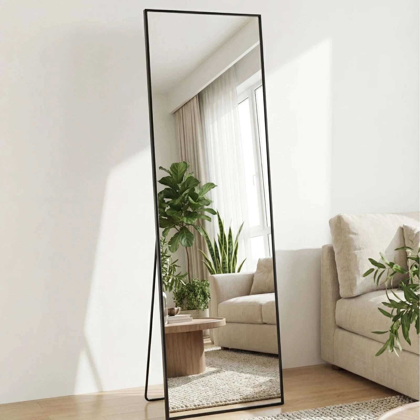 56x15 Full Length Mirror with Stand & Aluminum Frame-Gold-rectangle / United States