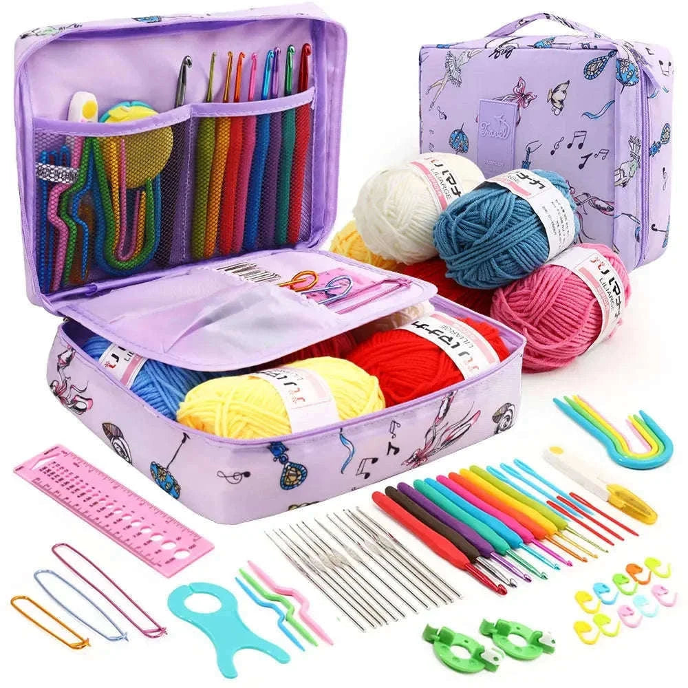 59-Piece Crochet Knitting Set for Beginners and Crafters-Blue Cherry